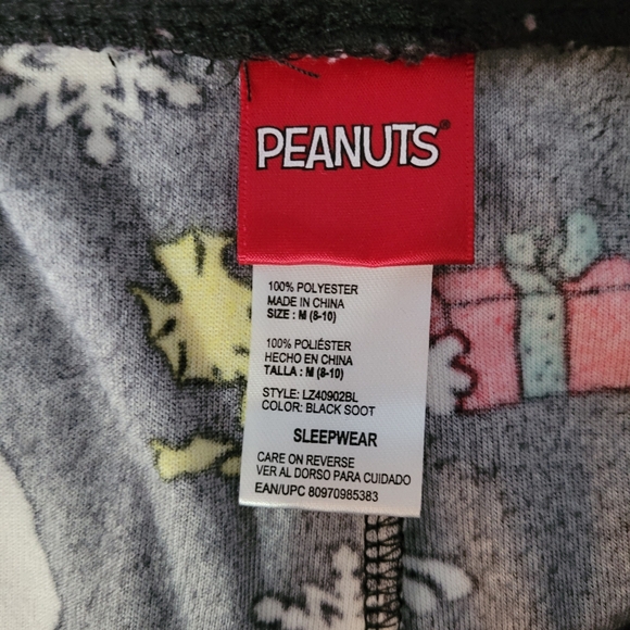 Peanuts black snoopy Christmas pajama pants - Picture 3 of 3